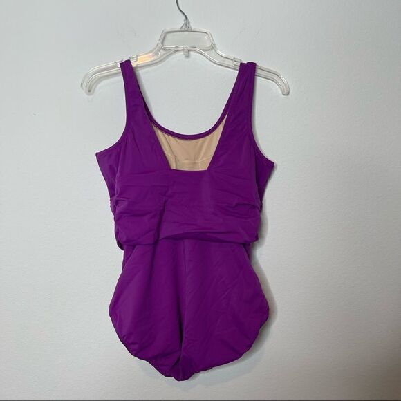 Lands End Purple Plum One Piece Swimsuit Size 12 - Picture 2 of 5
